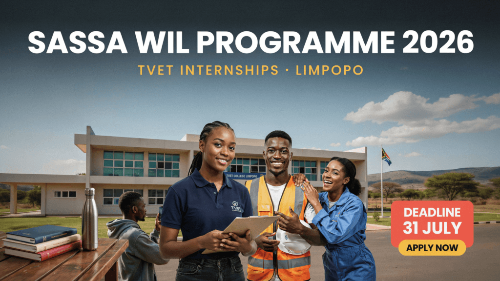 SASSA WIL Programme 2026 – TVET Internships, Limpopo, Deadline 31 July