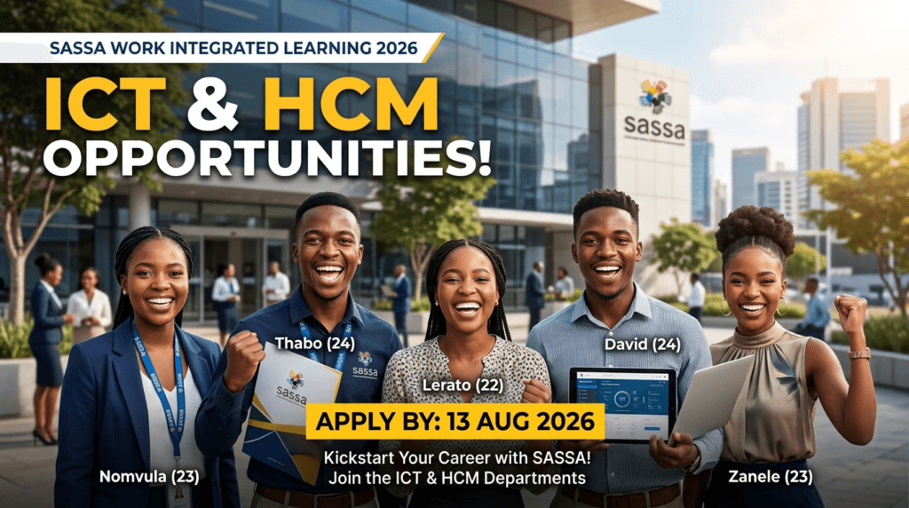 SASSA Work Integrated Learning 2026 – ICT & HCM, Apply by 13 Aug