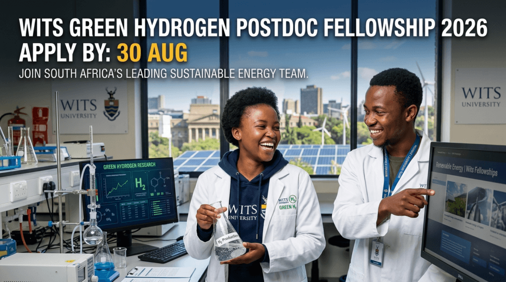 Wits Green Hydrogen Postdoc Fellowship 2026 – Apply by 30 Aug