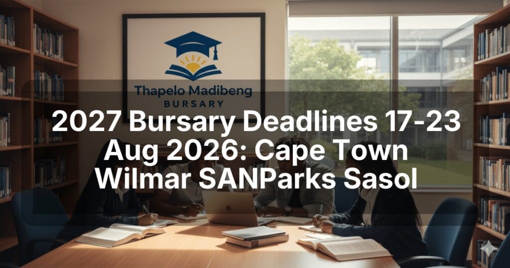 2027 Bursary Deadlines 17‑23 Aug 2026: Cape Town Wilmar SANParks Sasol