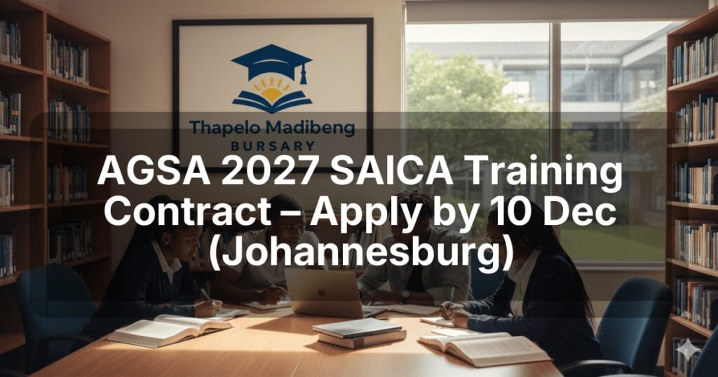 AGSA 2027 SAICA Training Contract – Apply by 10 Dec (Johannesburg)