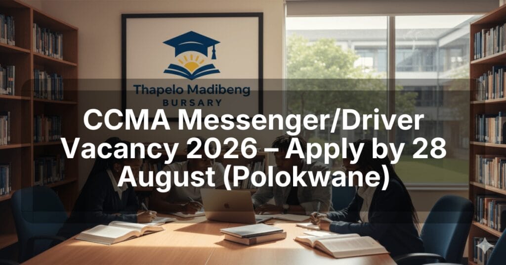 CCMA Messenger/Driver Vacancy 2026 – Apply by 28 August (Polokwane)