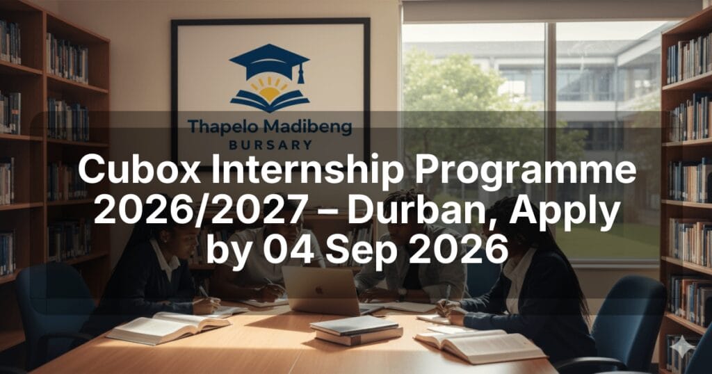 Cubox Internship Programme 2026/2027 – Durban, Apply by 04 Sep 2026