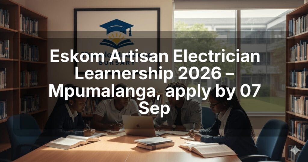 Eskom Artisan Electrician Learnership 2026 – Mpumalanga, apply by 07 Sep