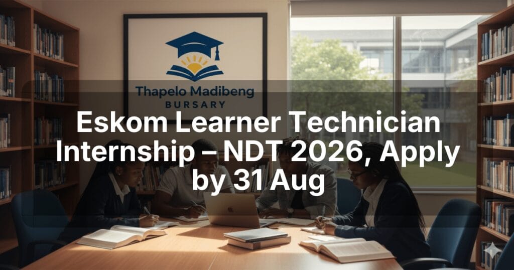 Eskom Learner Technician Internship – NDT 2026, Apply by 31 Aug