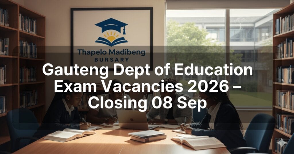 Gauteng Dept of Education Exam Vacancies 2026 – Closing 08 Sep