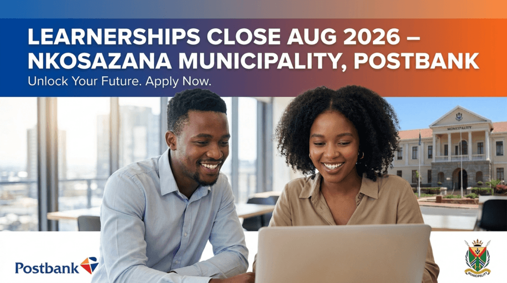 Learnerships close Aug 2026 – Nkosazana Municipality, Postbank