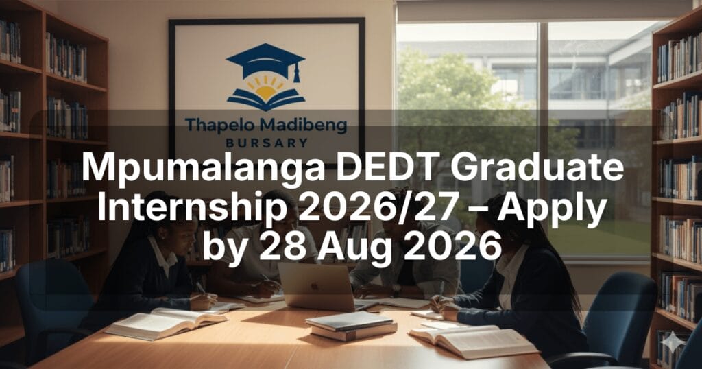 Mpumalanga DEDT Graduate Internship 2026/27 – Apply by 28 Aug 2026