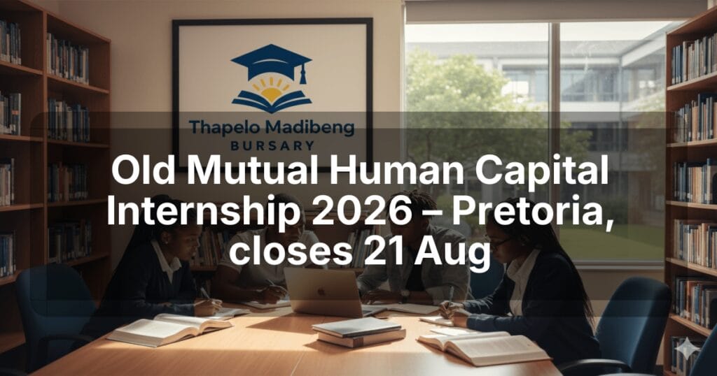 Old Mutual Human Capital Internship 2026 – Pretoria, closes 21 Aug