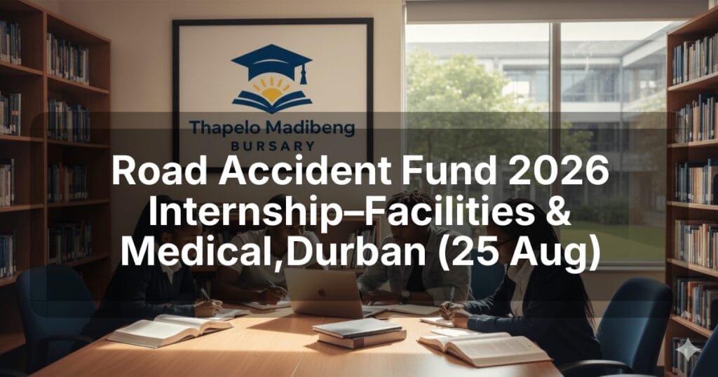 Road Accident Fund 2026 Internship–Facilities & Medical,Durban (25 Aug)