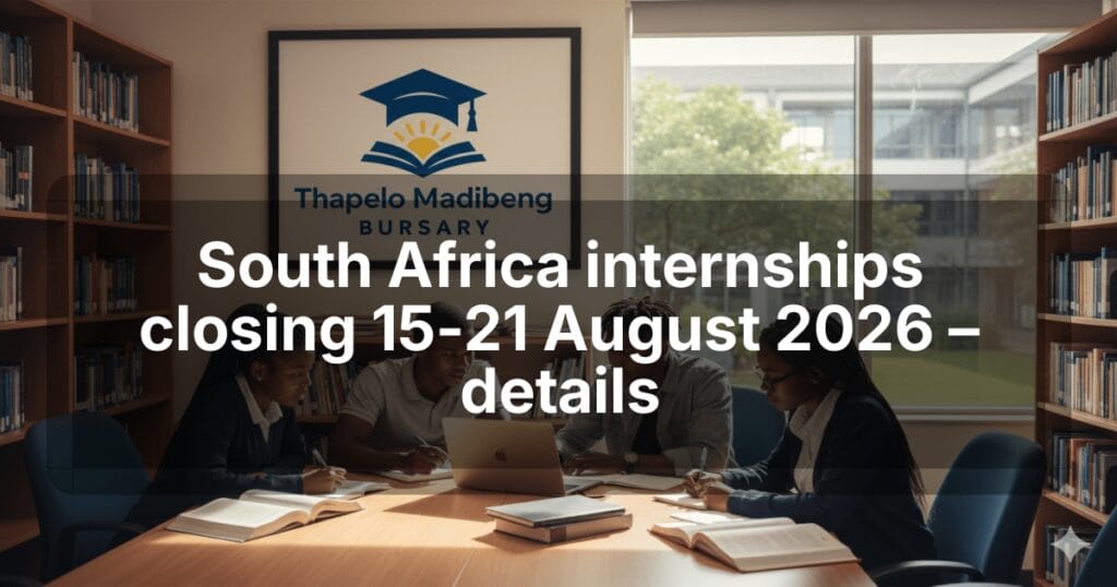 South Africa internships closing 15‑21 August 2026 – details