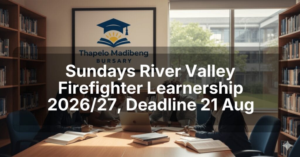 Sundays River Valley Firefighter Learnership 2026/27, Deadline 21 Aug