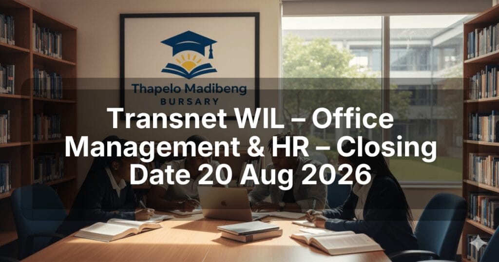 Transnet WIL – Office Management & HR – Closing Date 20 Aug 2026