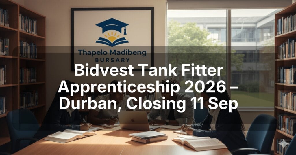 Bidvest Tank Fitter Apprenticeship 2026 – Durban, Closing 11 Sep