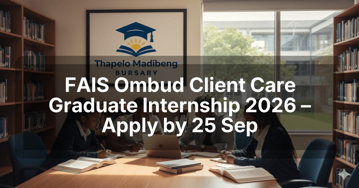 FAIS Ombud Client Care Graduate Internship 2026 – Apply by 25 Sep