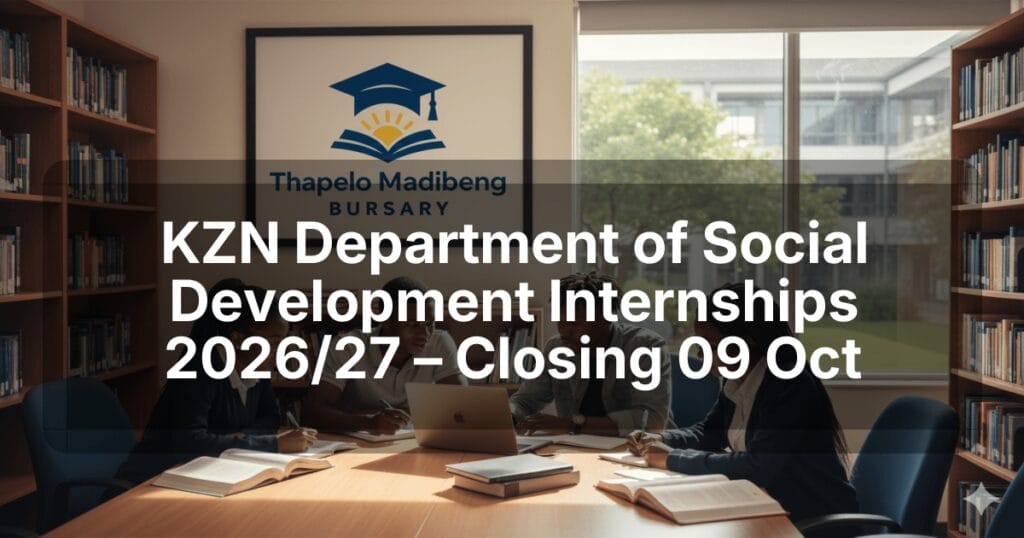 KZN Department of Social Development Internships 2026/27 – Closing 09 Oct