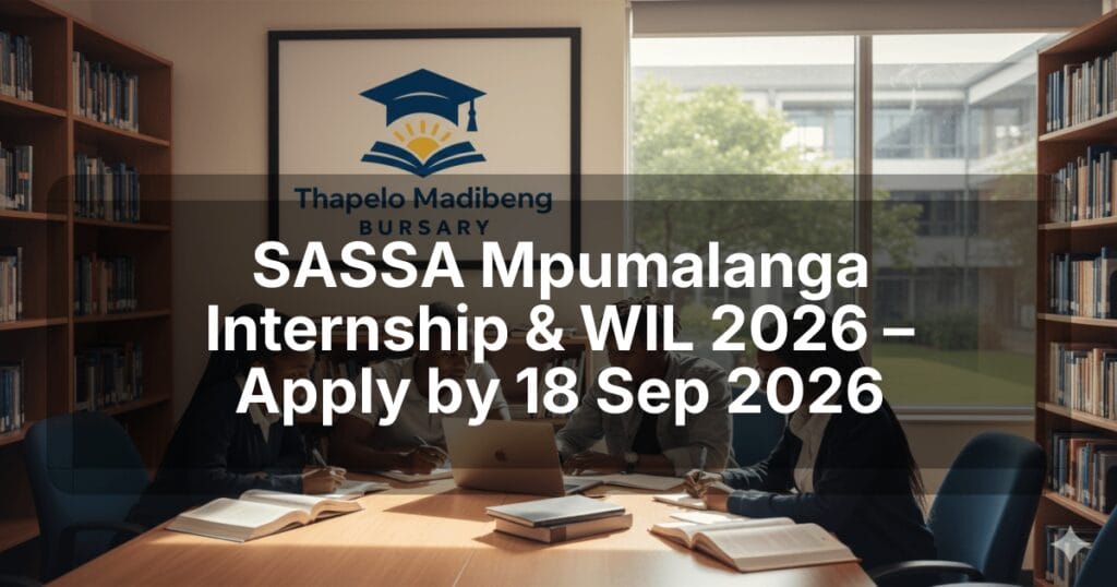 SASSA Mpumalanga Internship & WIL 2026 – Apply by 18 Sep 2026