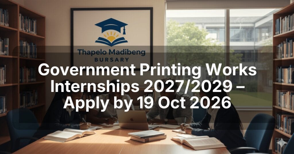 Government Printing Works Internships 2027/2029 – Apply by 19 Oct 2026
