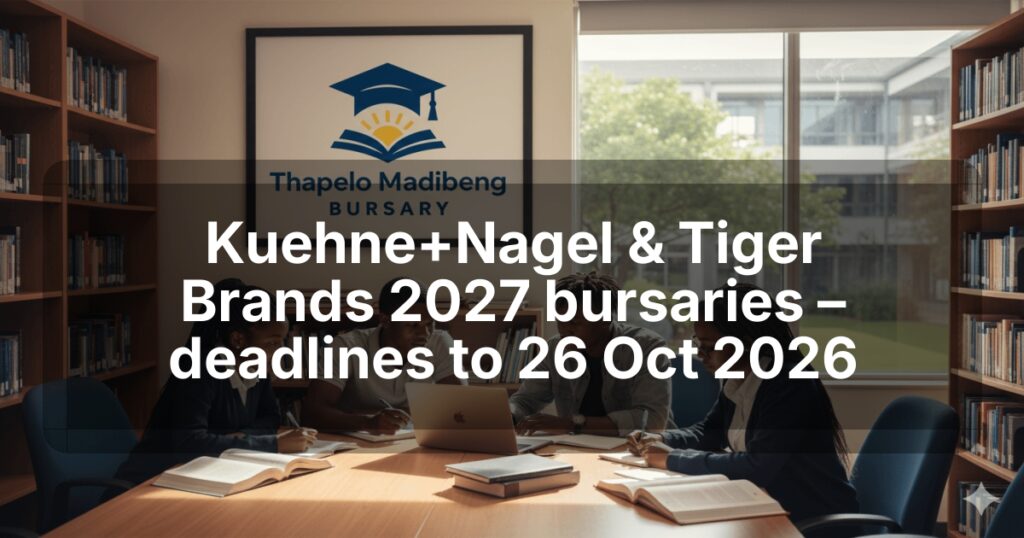 Kuehne+Nagel & Tiger Brands 2027 bursaries – deadlines to 26 Oct 2026