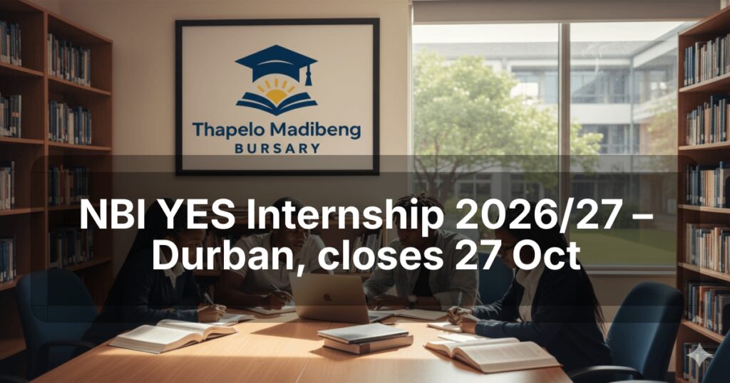 NBI YES Internship 2026/27 – Durban, closes 27 Oct