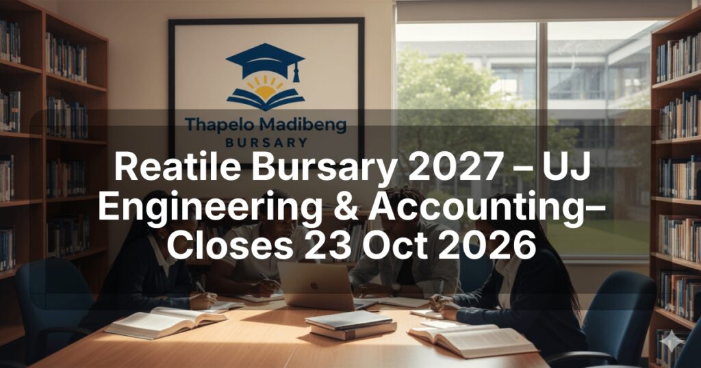 Reatile Bursary 2027 – UJ Engineering & Accounting– Closes 23 Oct 2026